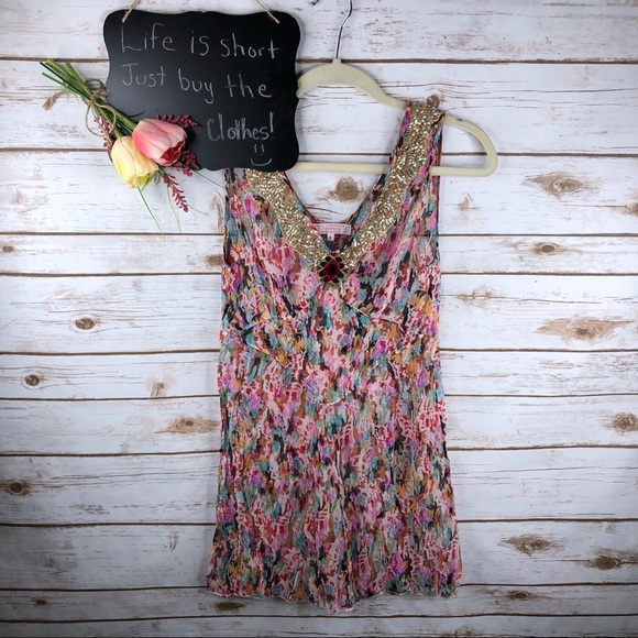 Lili Petrus Express Tops - Lili Petrus Express abstract silk sequin sleeveles